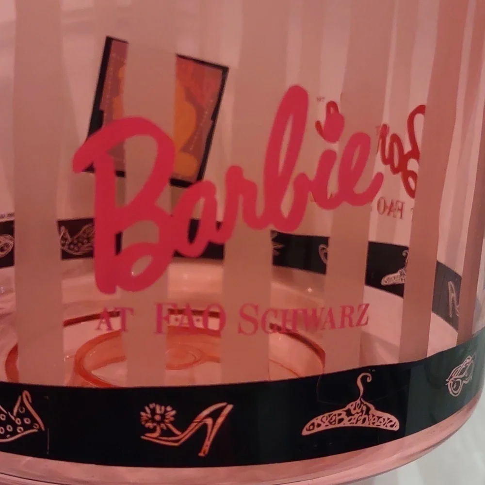 FAO Schwarz 1995 Barbie Ice Bucket Pink Acrylic MCM Style Vintage
